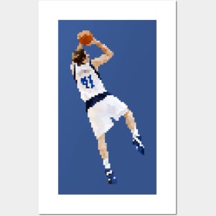 Dirk Nowitzki Fadeaway (Pixel Art) Posters and Art